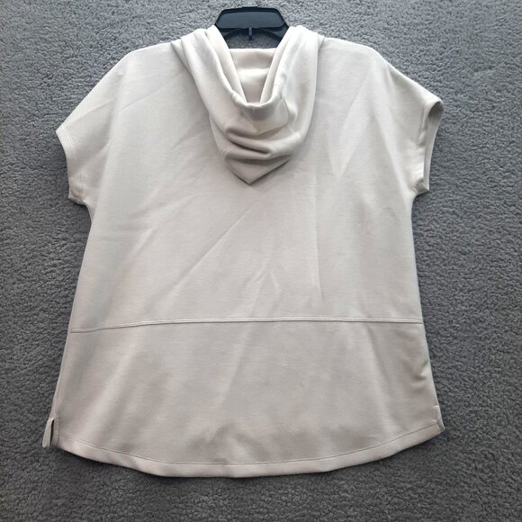 Elie Tahari Womens Short-Sleeve Beige Hoodie Front Pocket Sz medium super soft - Picture 2 of 8